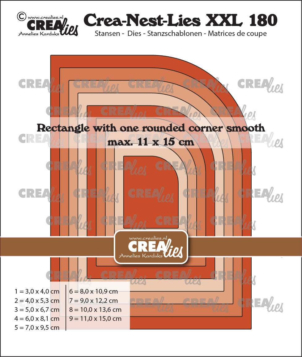 Crealies • crea-nest-lies rectángulo perforado xxl con una esquina redondeada y suave