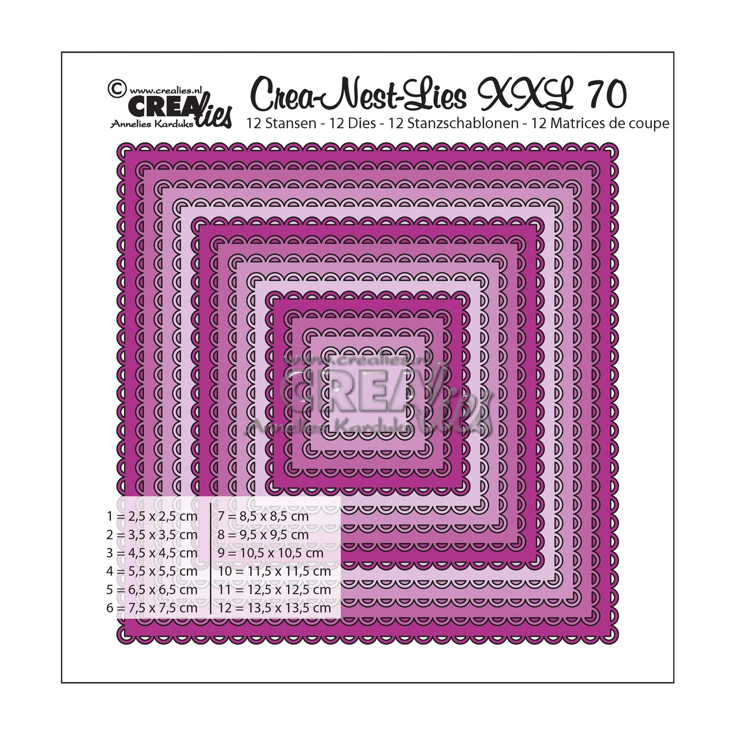 Crealies • plantilla de corte crea-nest-lies xxl nº70 cuadrados