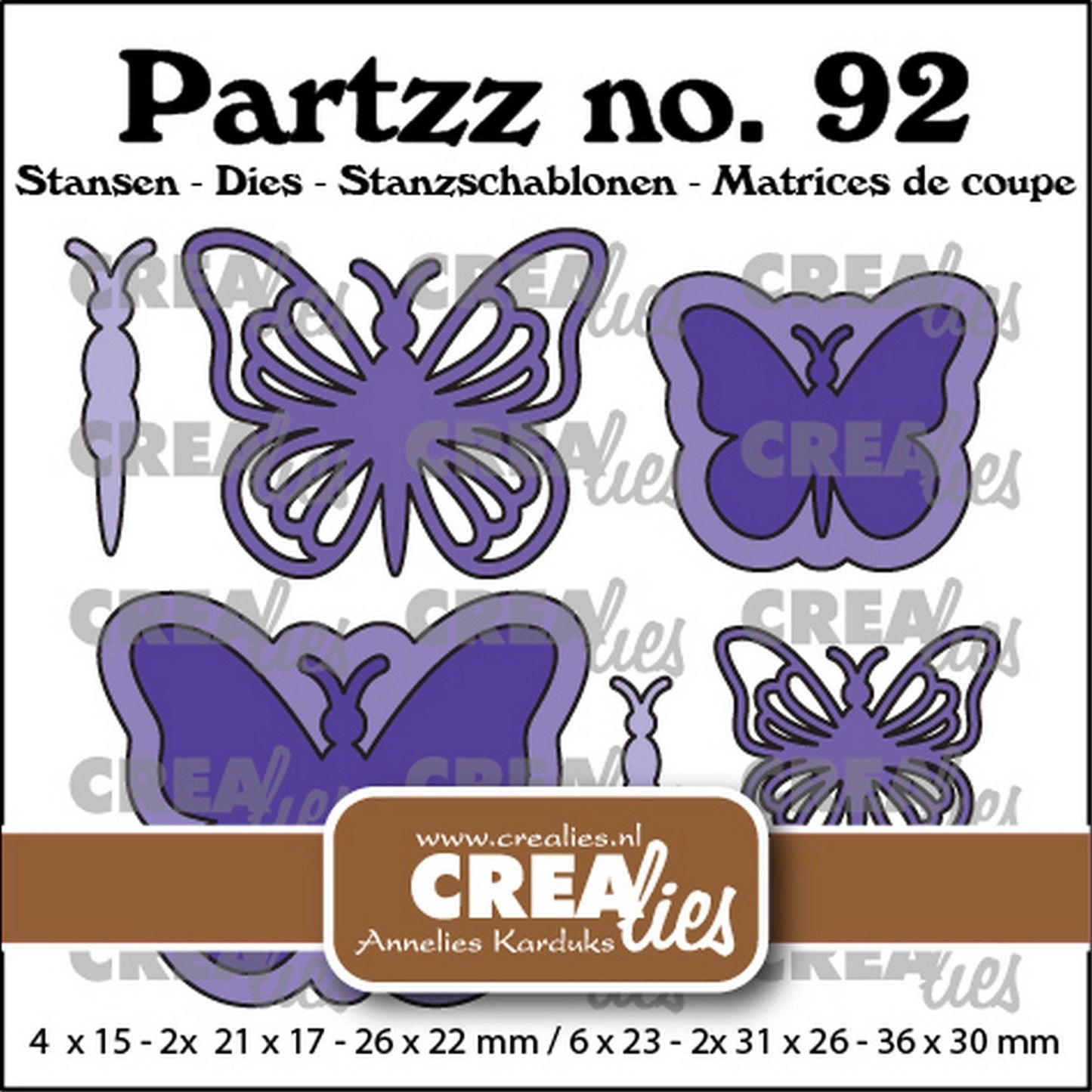 Crealies • Troquel de corte mariposa, mediano y pequeño