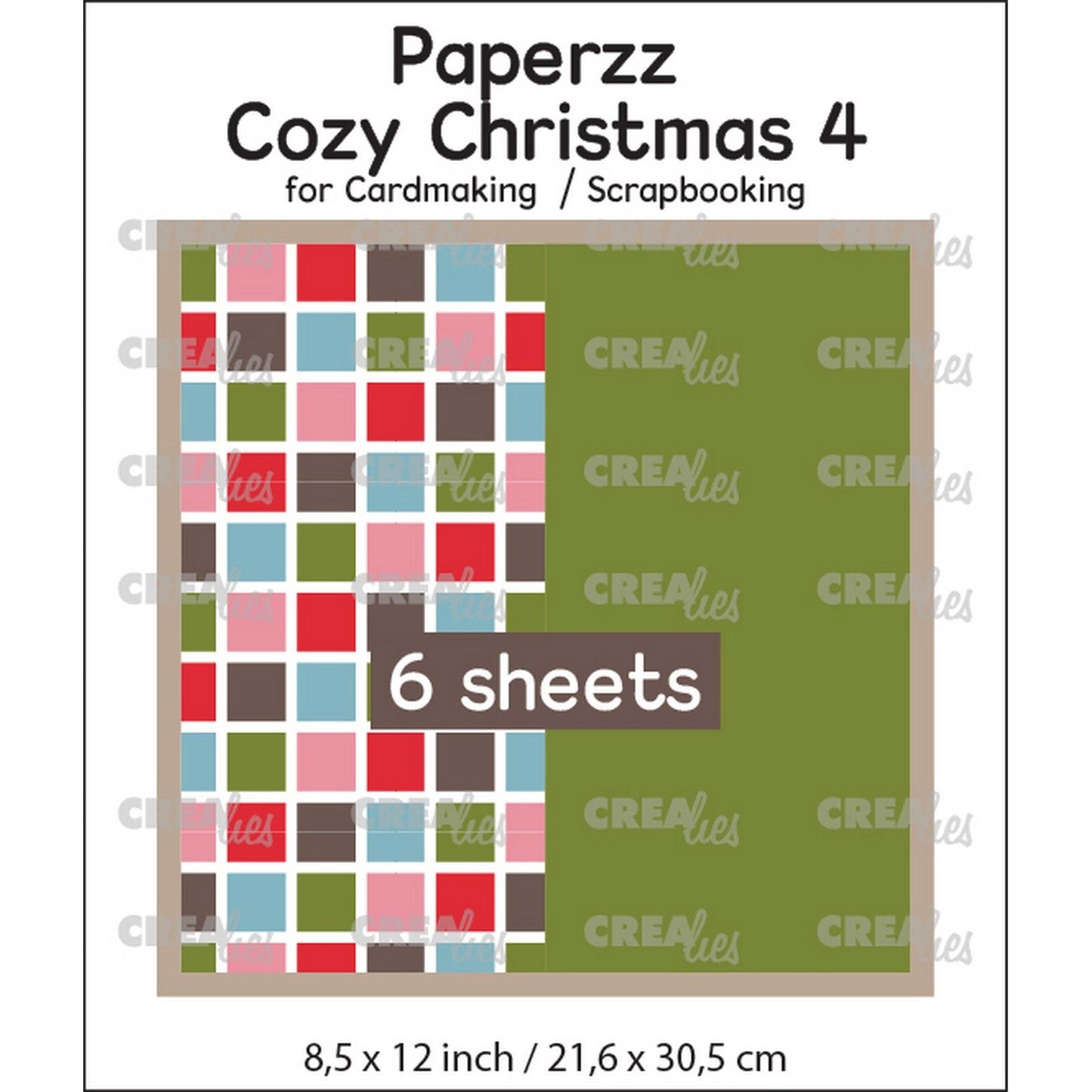 Crealies • paperzz 6x acogedora hoja navideña 4: cuadrados + verde