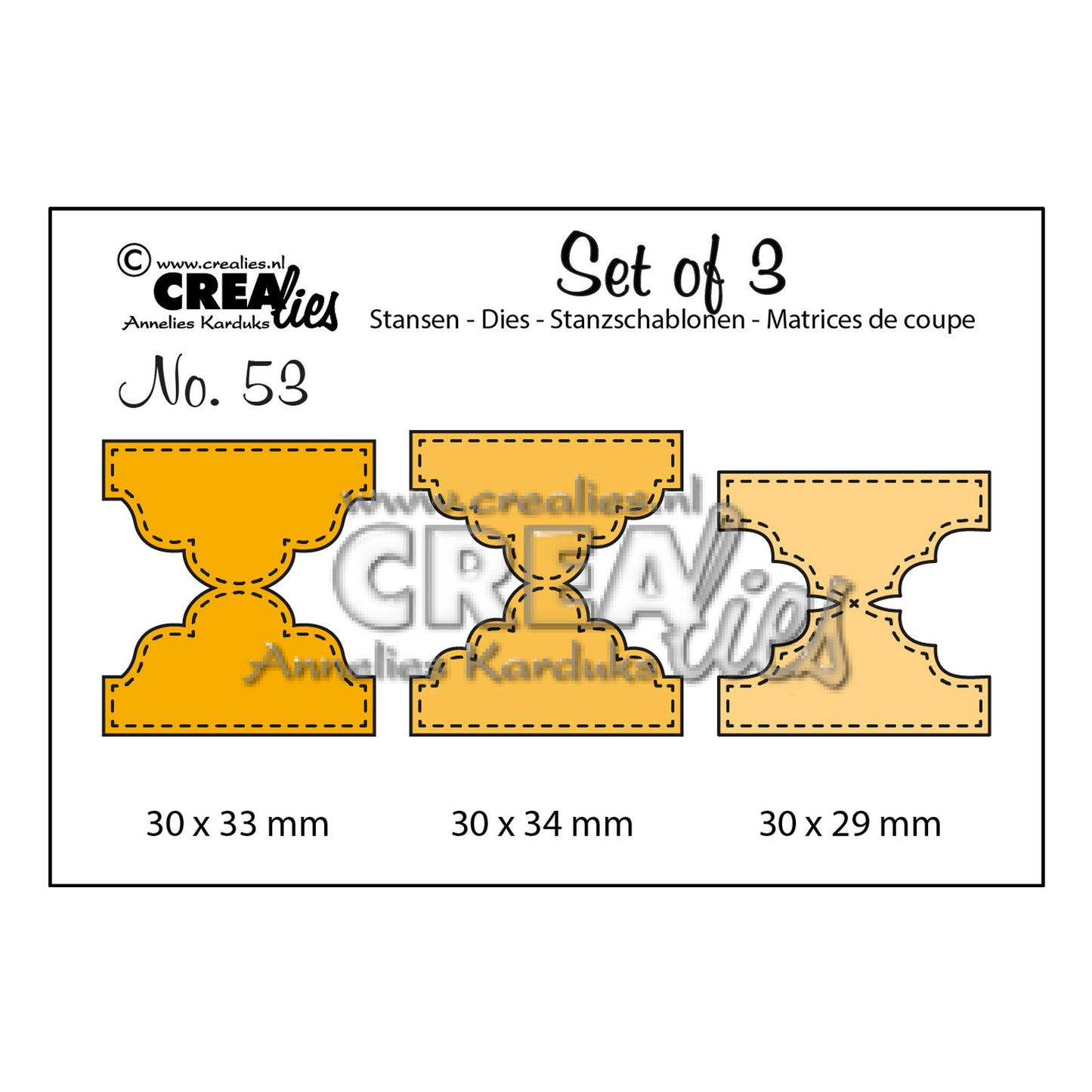 Crealies • set di 3 fustelle n.53 doppie alette a