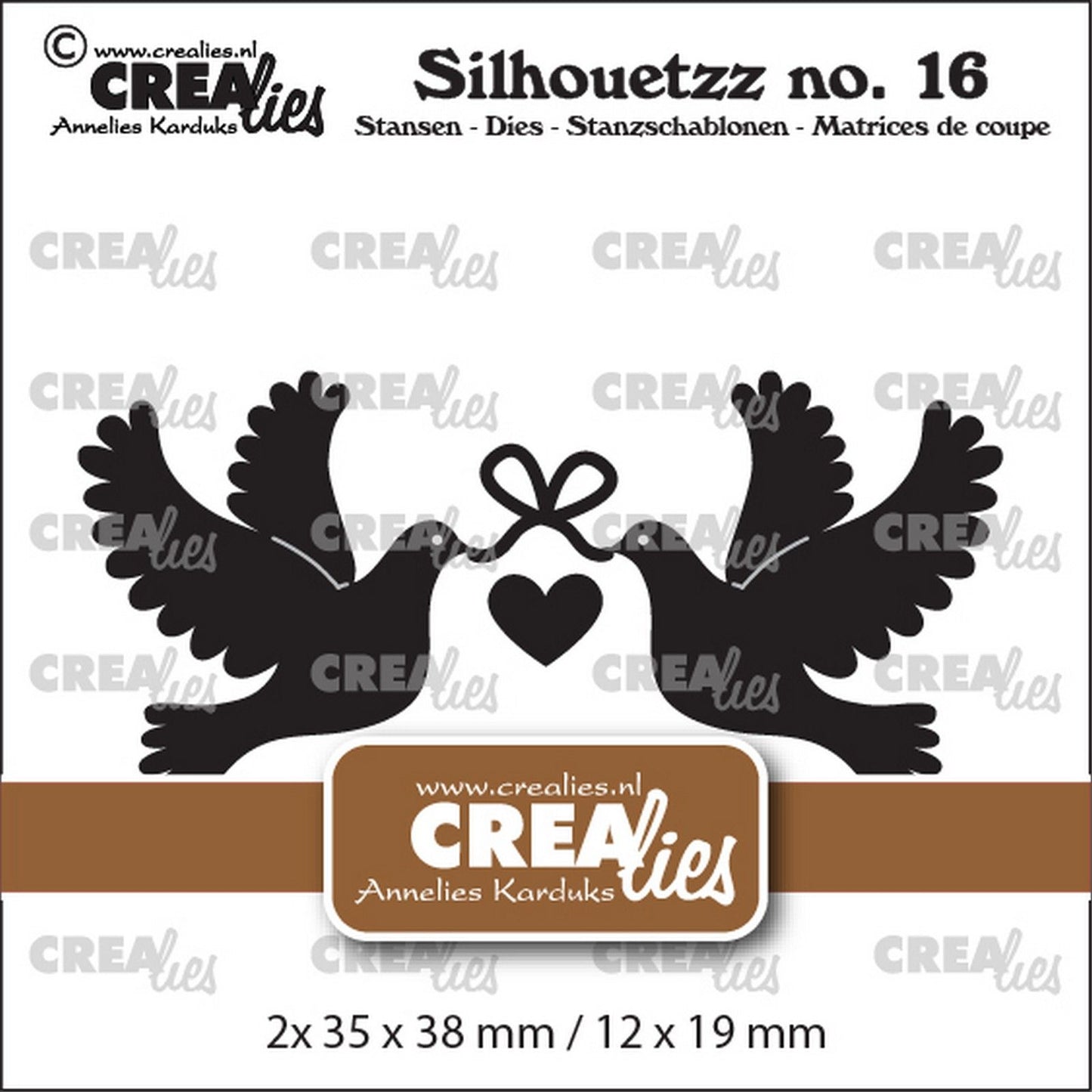 Crealies • fustella silhouettezz per piccioni con cuore