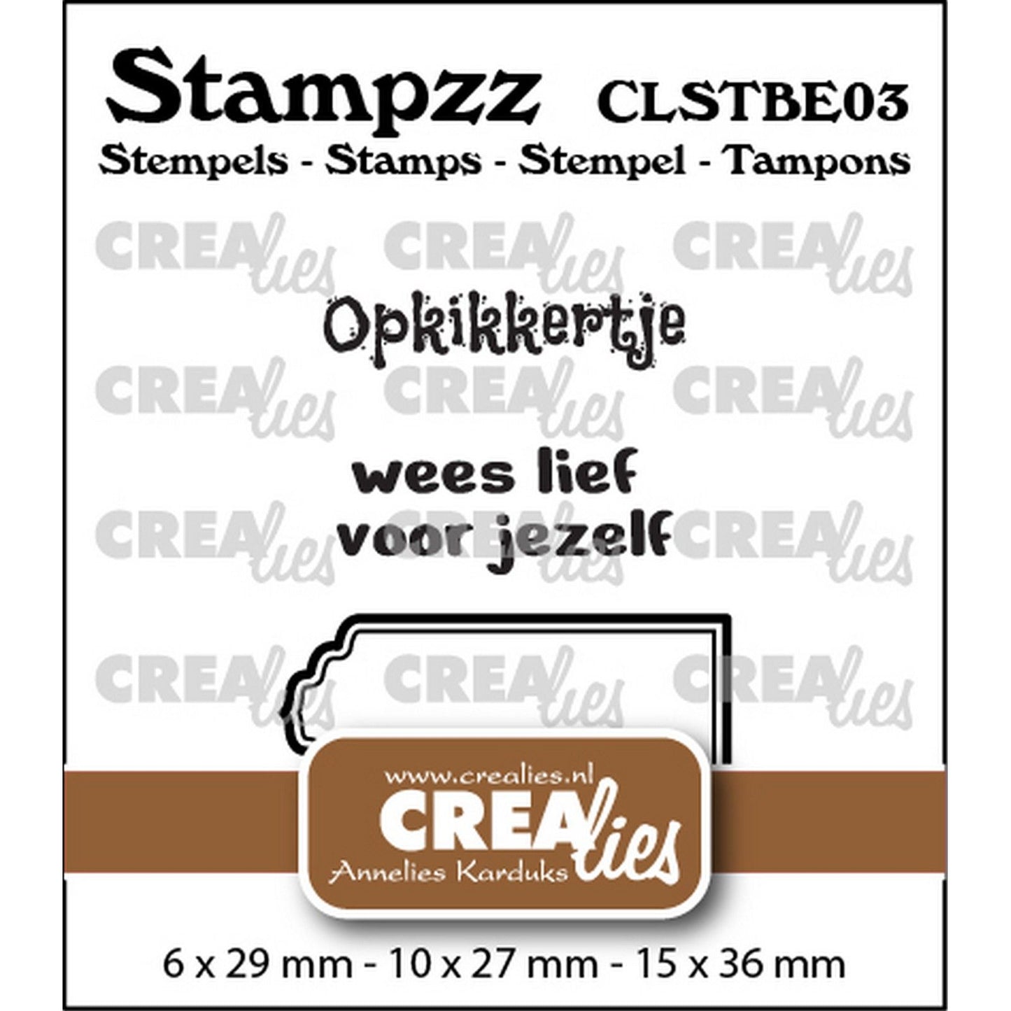 Crealies • set di timbri stampzz guarisci presto 03: 2 testi + 1 etichetta