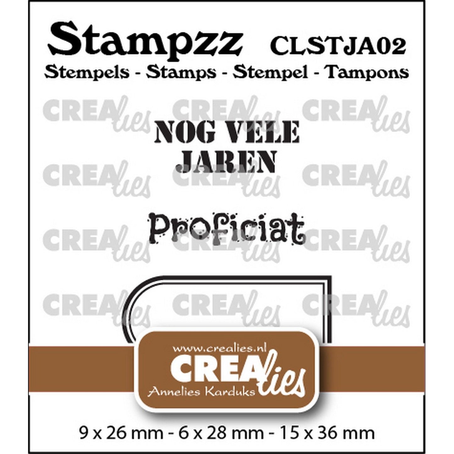 Crealies • set di timbri stampzz compleanno 02: 2 testi + 1 etichetta