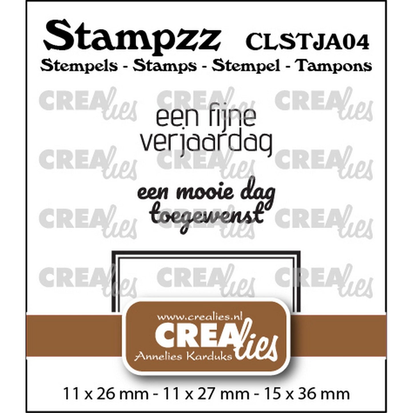 Crealies • set de sellos stampzz cumpleaños 04: 2 textos + 1 etiqueta