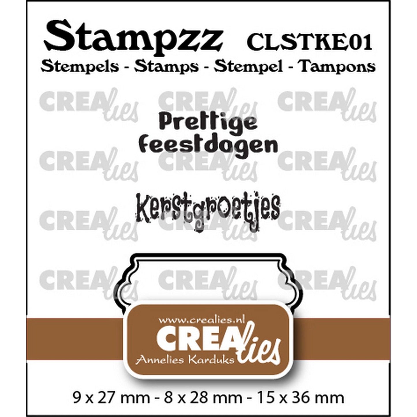 Crealies • set de sellos stampzz Navidad 01: 2 textos + 1 etiqueta etiqueta