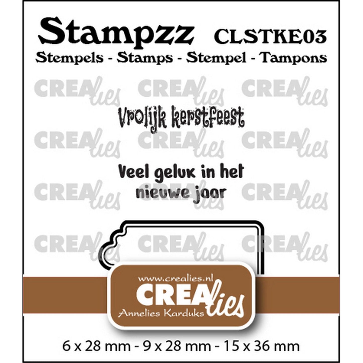 Crealies • set de sellos stampzz Navidad 03: 2 textos + 1 etiqueta