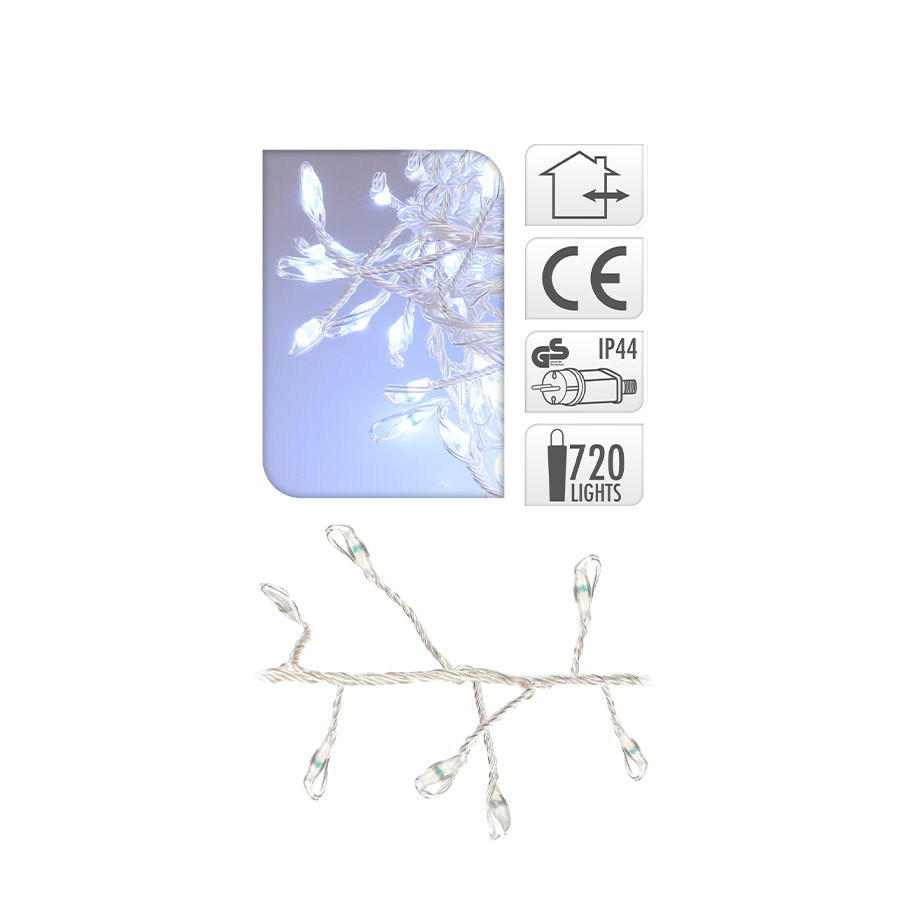 Cable cluster blanco 720 LEDs 720cm