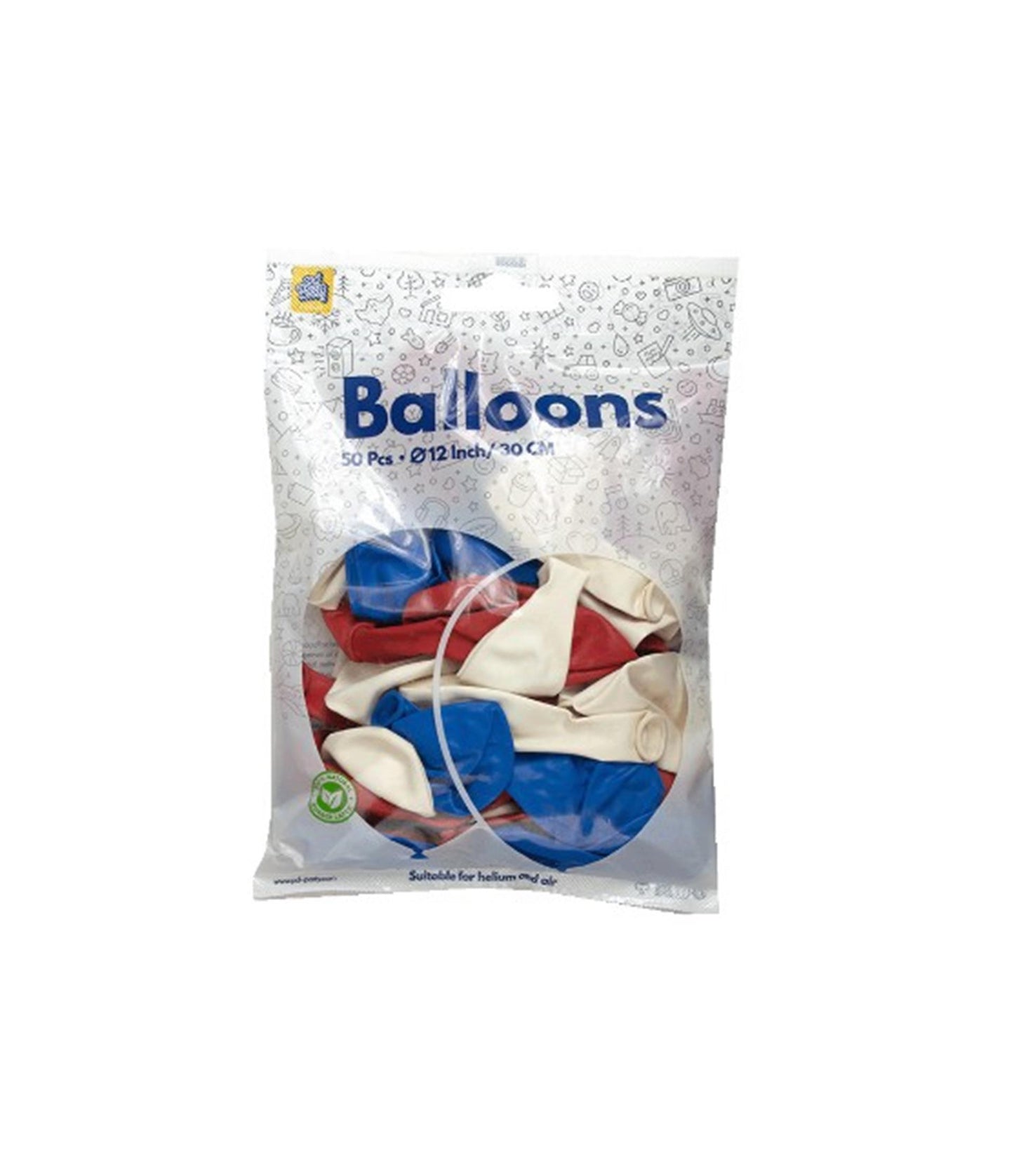 Paperdreams globos rojo blanco azul 30cm 50 piezas