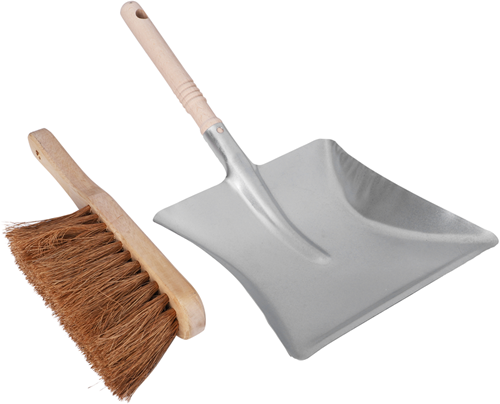Recogedor y recogedor profesional Copenhagen | barredora de mano de coco | 29cm | lata de metal con mango de madera | fsc-23.464.01