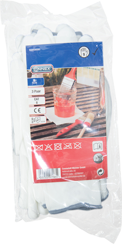 Guanto da pittore Connex bianco 3 paia gr09 - cox938263