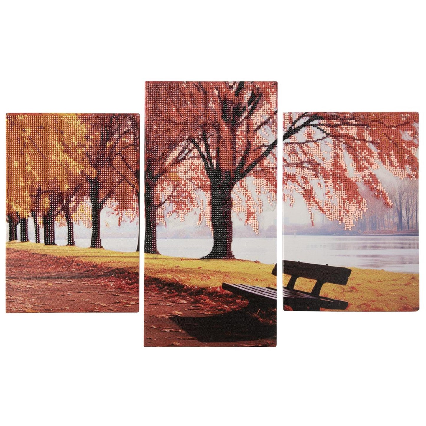 Paisaje tríptico de pintura de diamantes de grupo artesanal creativo