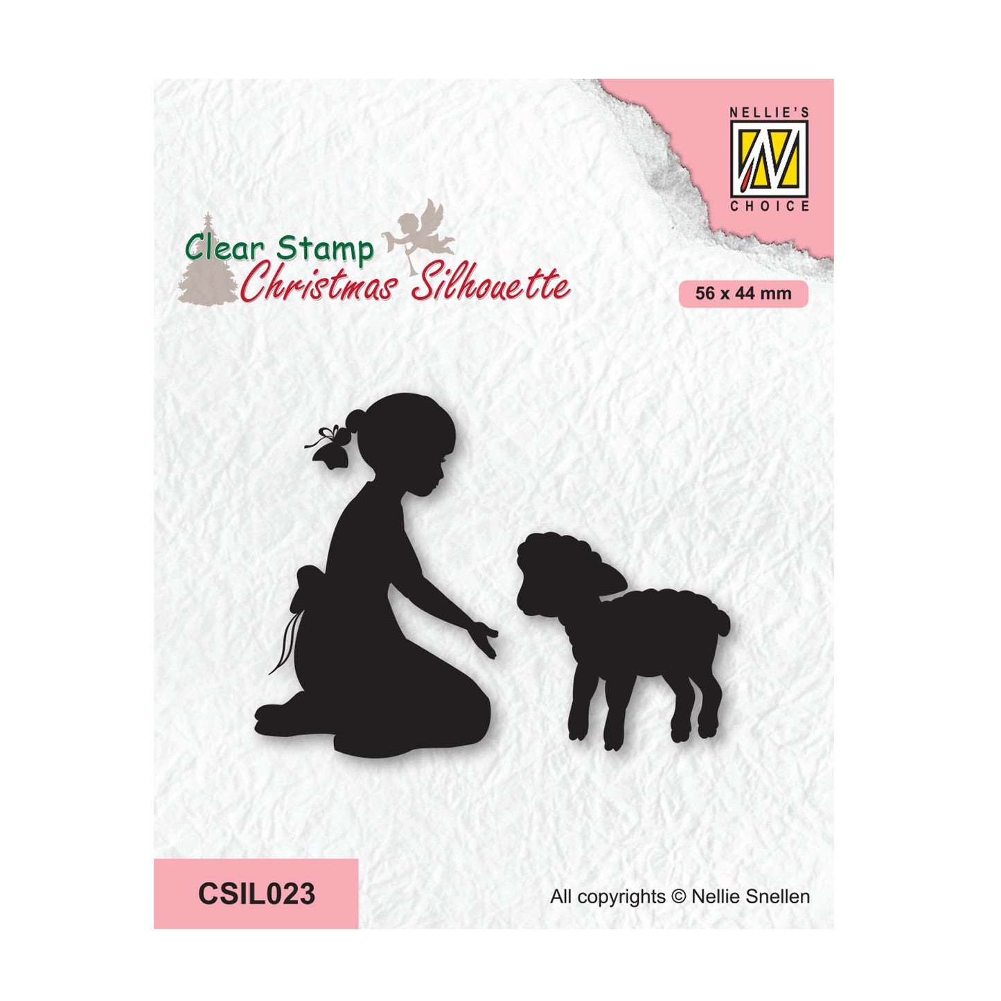 La scelta di Nellie • silhouette natalizie con timbro trasparente ragazza con agnello