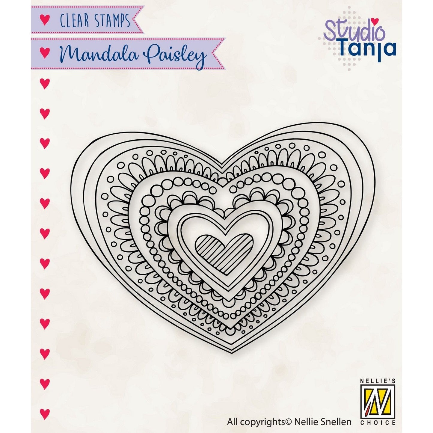 La scelta di Nellie • Mandala con motivo paisley, timbro trasparente, cuore