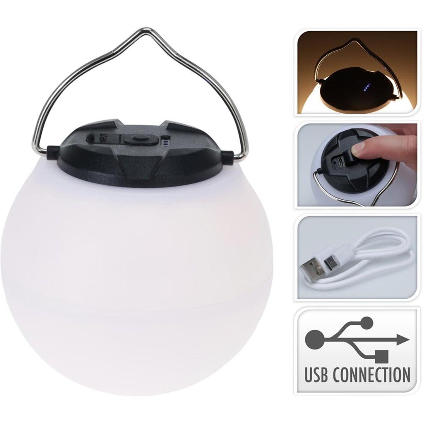 Lámpara de camping Redcliffs redonda con gancho USB-C