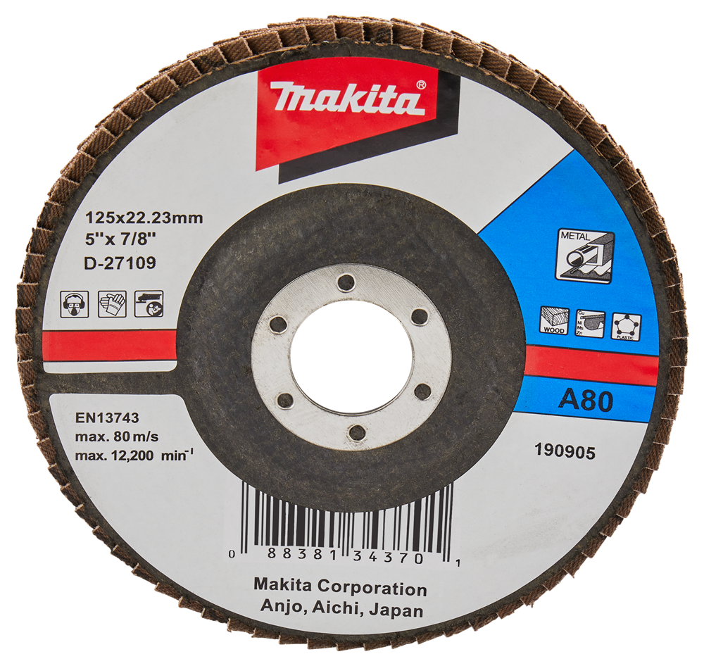 Accesorios Makita disco de lijado de solapa 125mm a80 - d-27109 d-27109