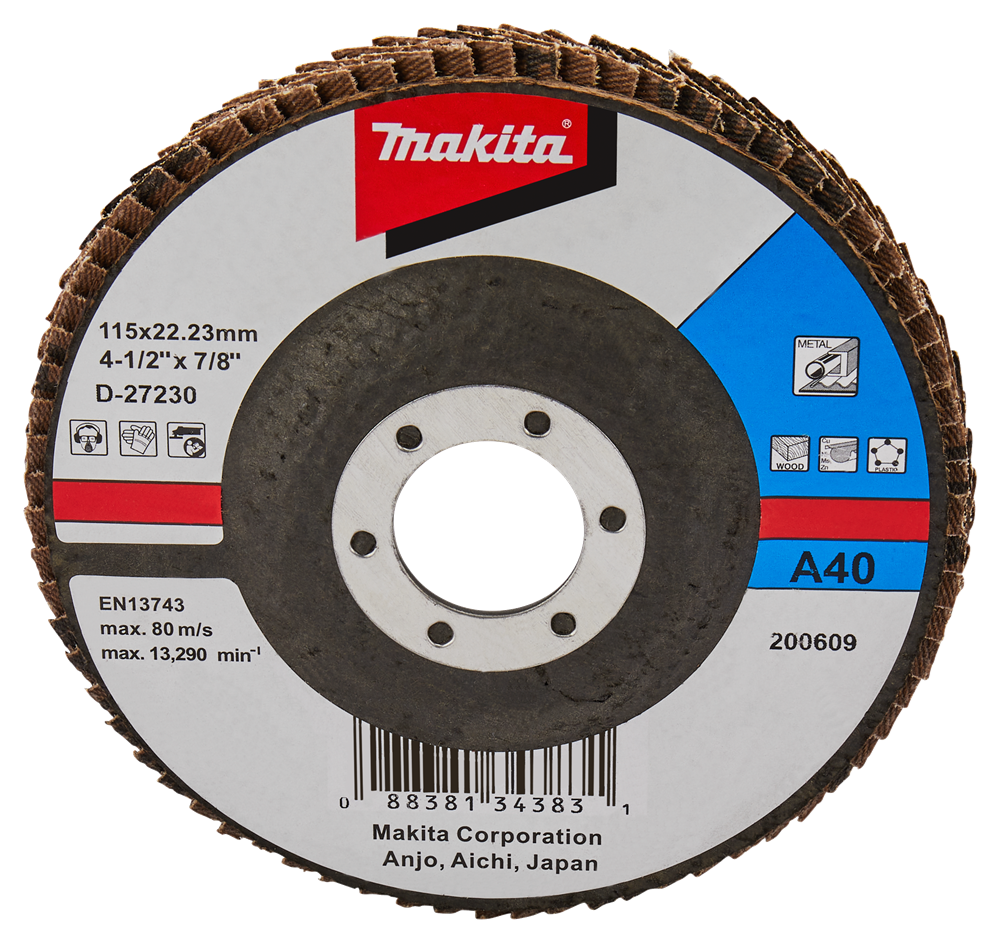 Accesorios makita disco de lijado de solapa 115mm a40 - d-27230 d-27230