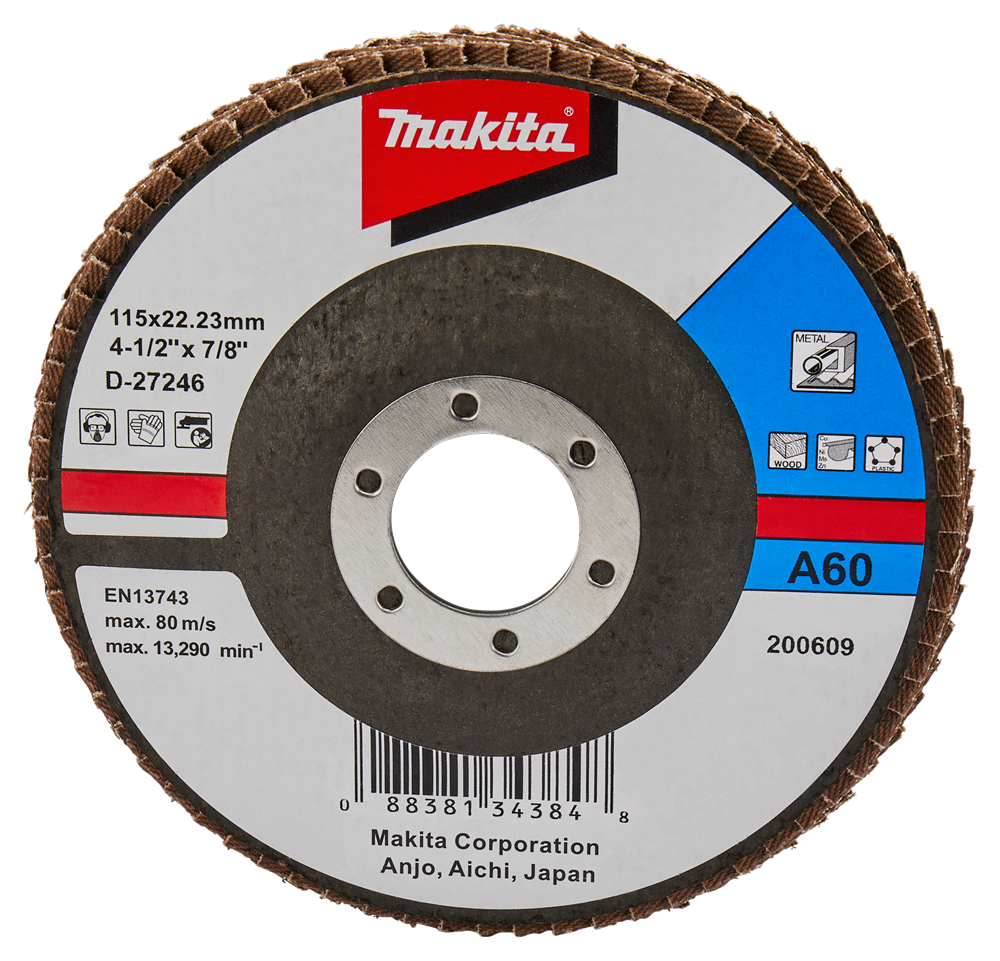 Accesorios Makita disco de lijado de solapa 115mm a60 - d-27246 d-27246