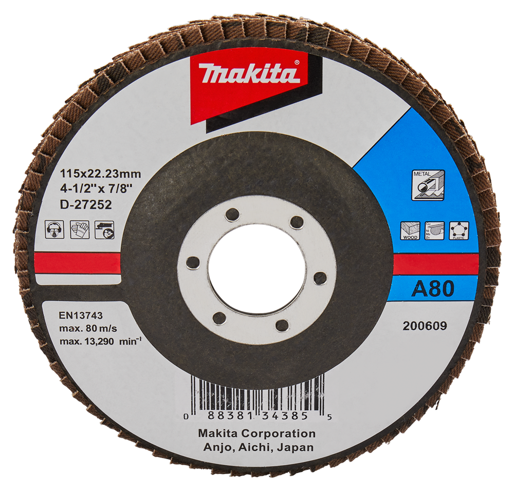 Accesorios Makita disco de lijado de solapa 115mm a80 - d-27252 d-27252
