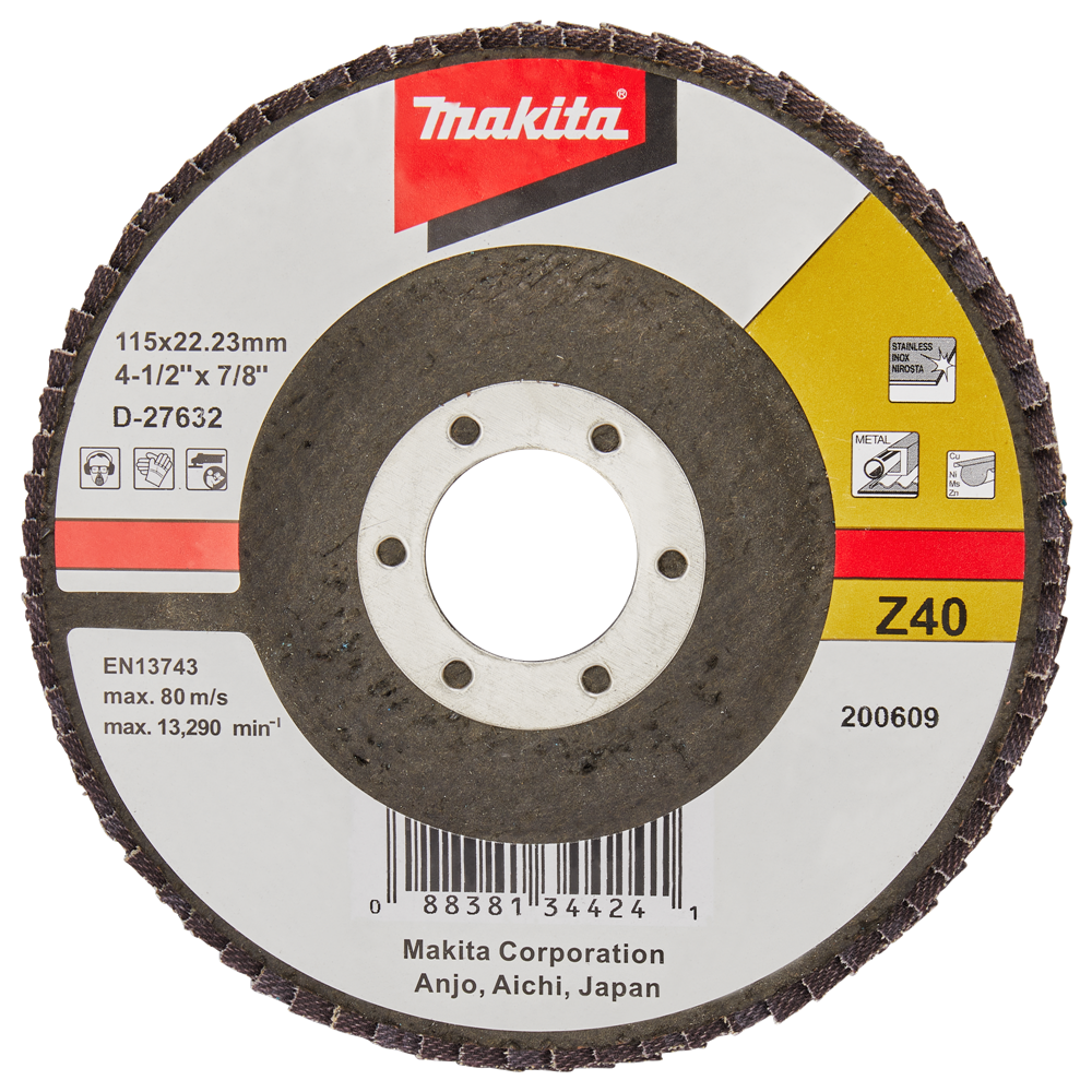 Accesorios Makita disco de lijado de solapa 115mm z40 - d-27632 d-27632