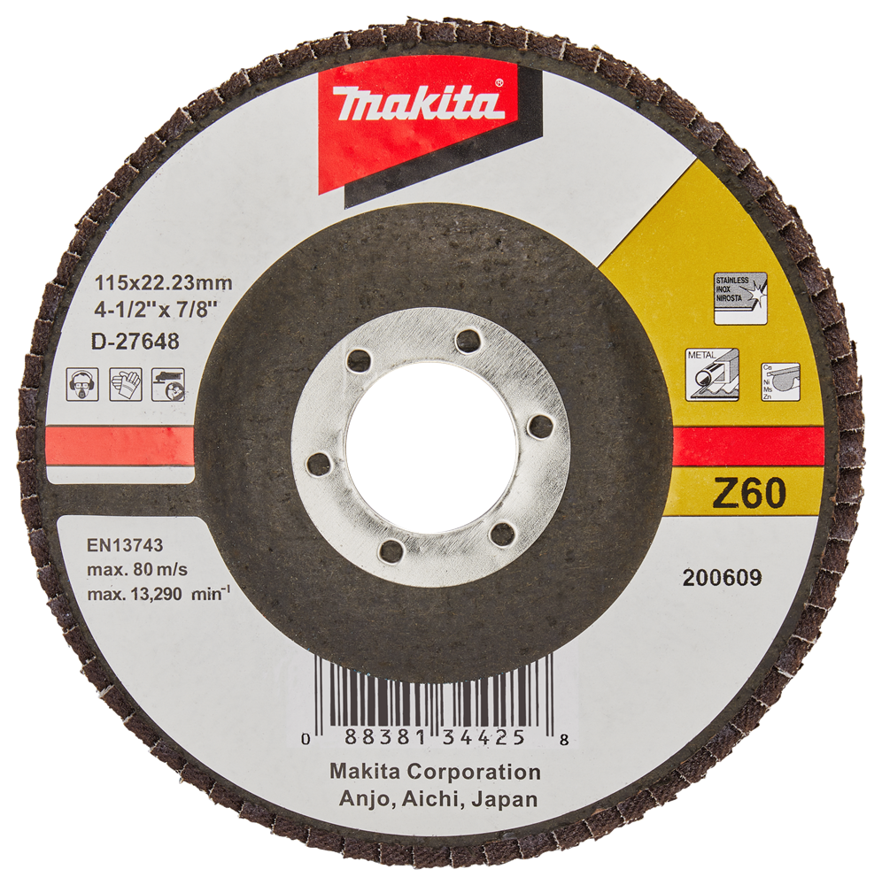 Accesorios makita disco de lijado de solapa 115 mm z40 - d-27648 d-27648