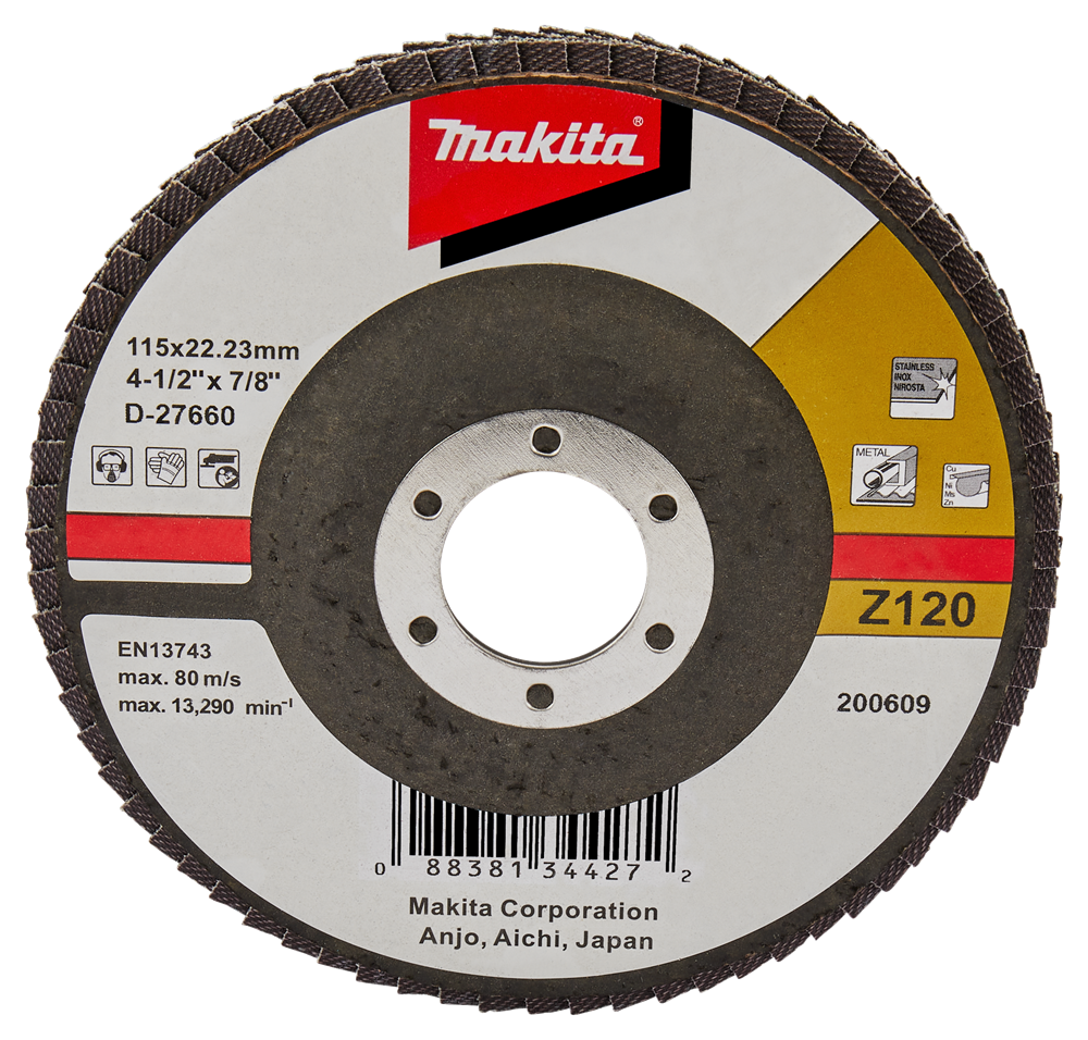 Accesorios Makita disco de lijado de solapa 115mm z120 - d-27660 d-27660