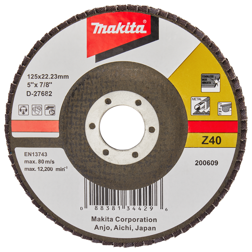 Accesorios Makita disco de lijado de solapa 125mm z40 - d-27682 d-27682