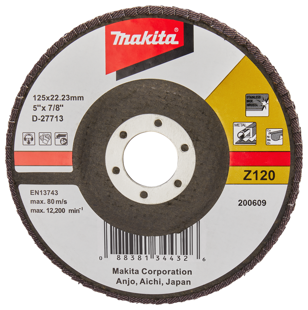 Accessori Makita disco abrasivo lamellare 125mm z120 - d-27713 d-27713