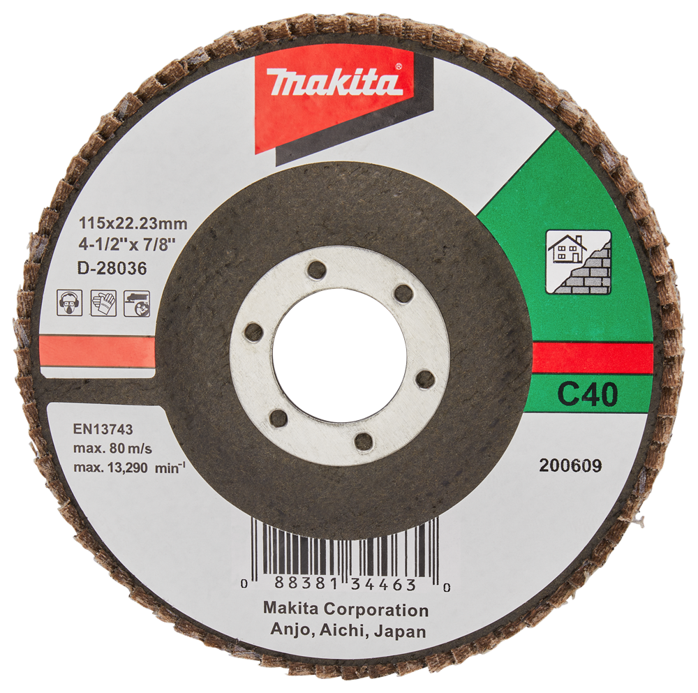 Accesorios makita disco de lijado de solapa 115mm c40 - d-28036 d-28036