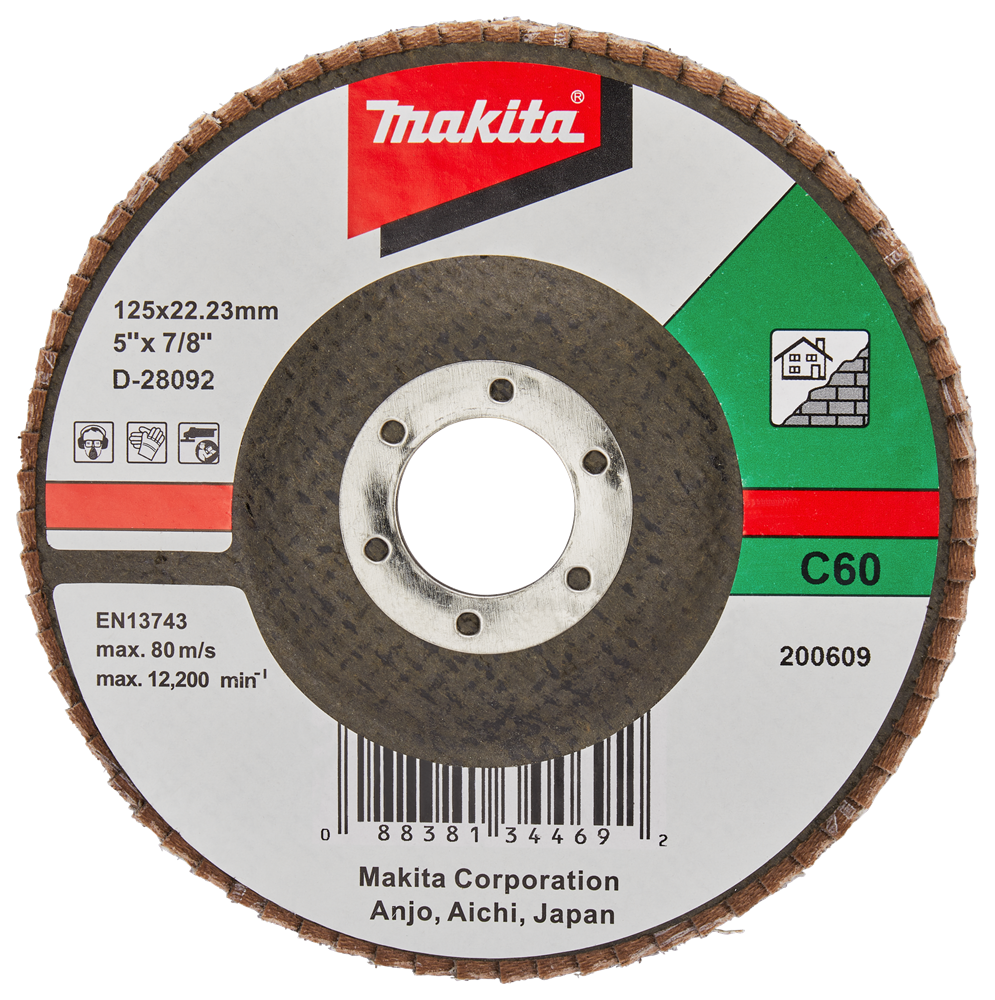 Accessori Makita disco abrasivo lamellare 125mm c60 - d-28092 - d-28092