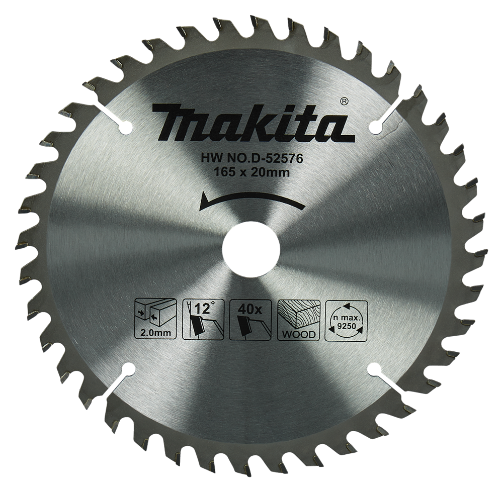 Accessori Makita lama per sega circolare legno | standard, 165x20x2,0 40t 18g - d-52576 - d-52576