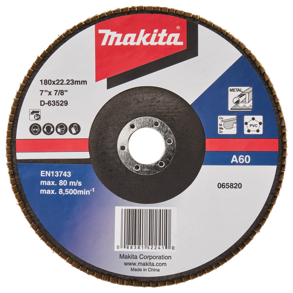 Accesorios Makita disco de lijado de solapa 180mm a60 - d-63529-10 d-63529-10
