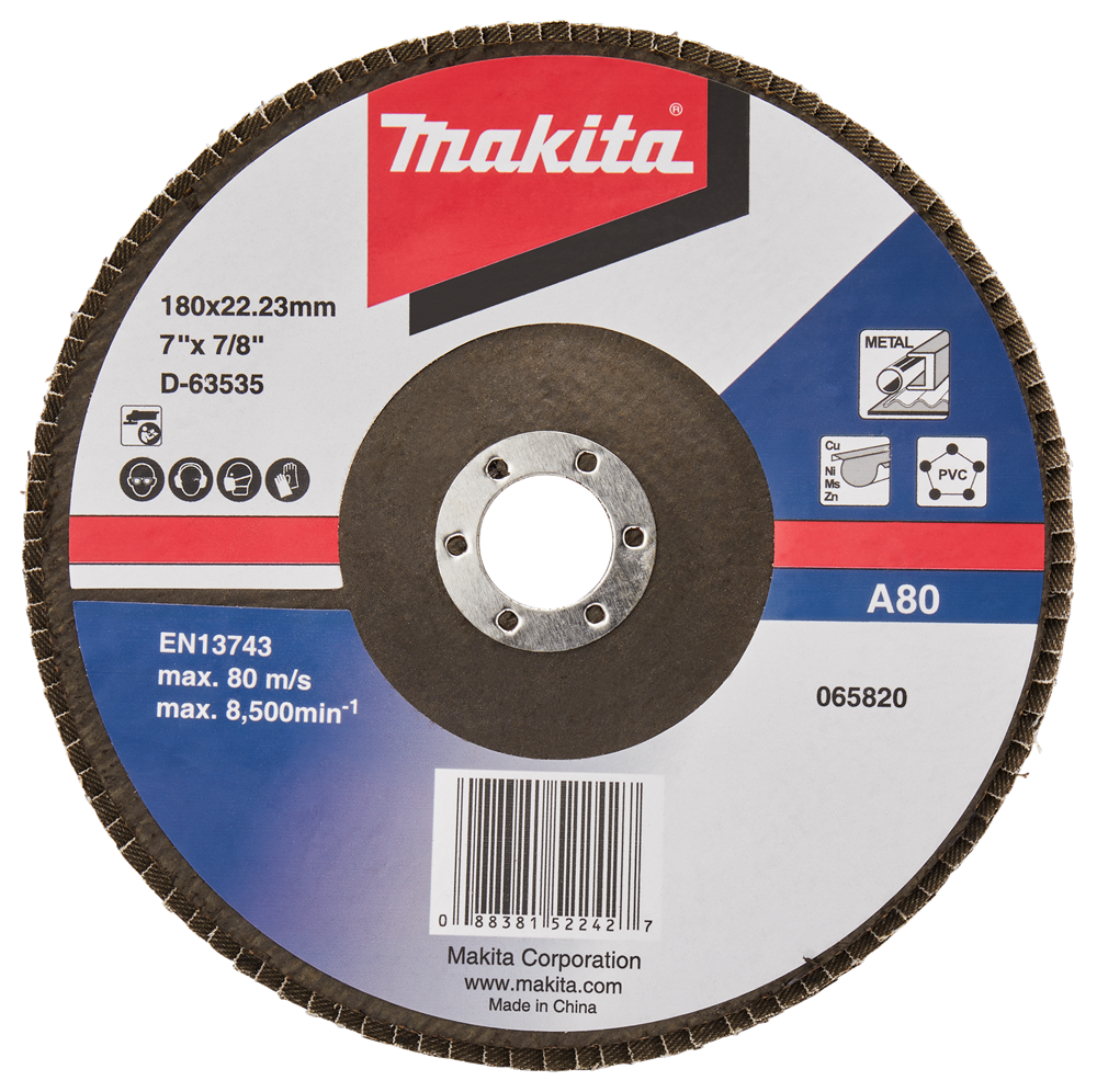 Accesorios Makita disco de lijado de solapa 180mm a80 - d-63535-10 d-63535-10