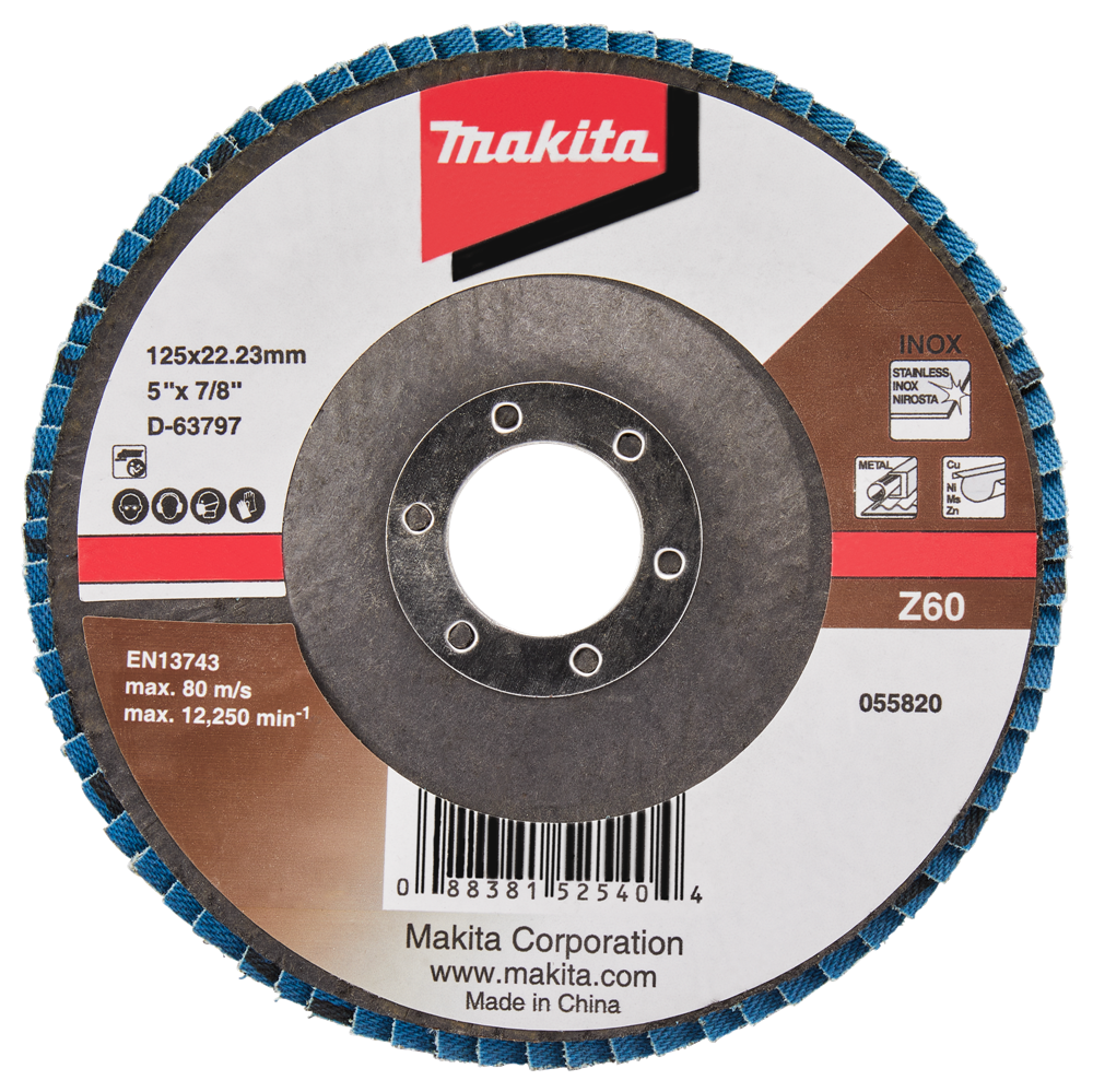 Accessori Makita disco abrasivo lamellare 125mm z60 - d-63797 d-63797