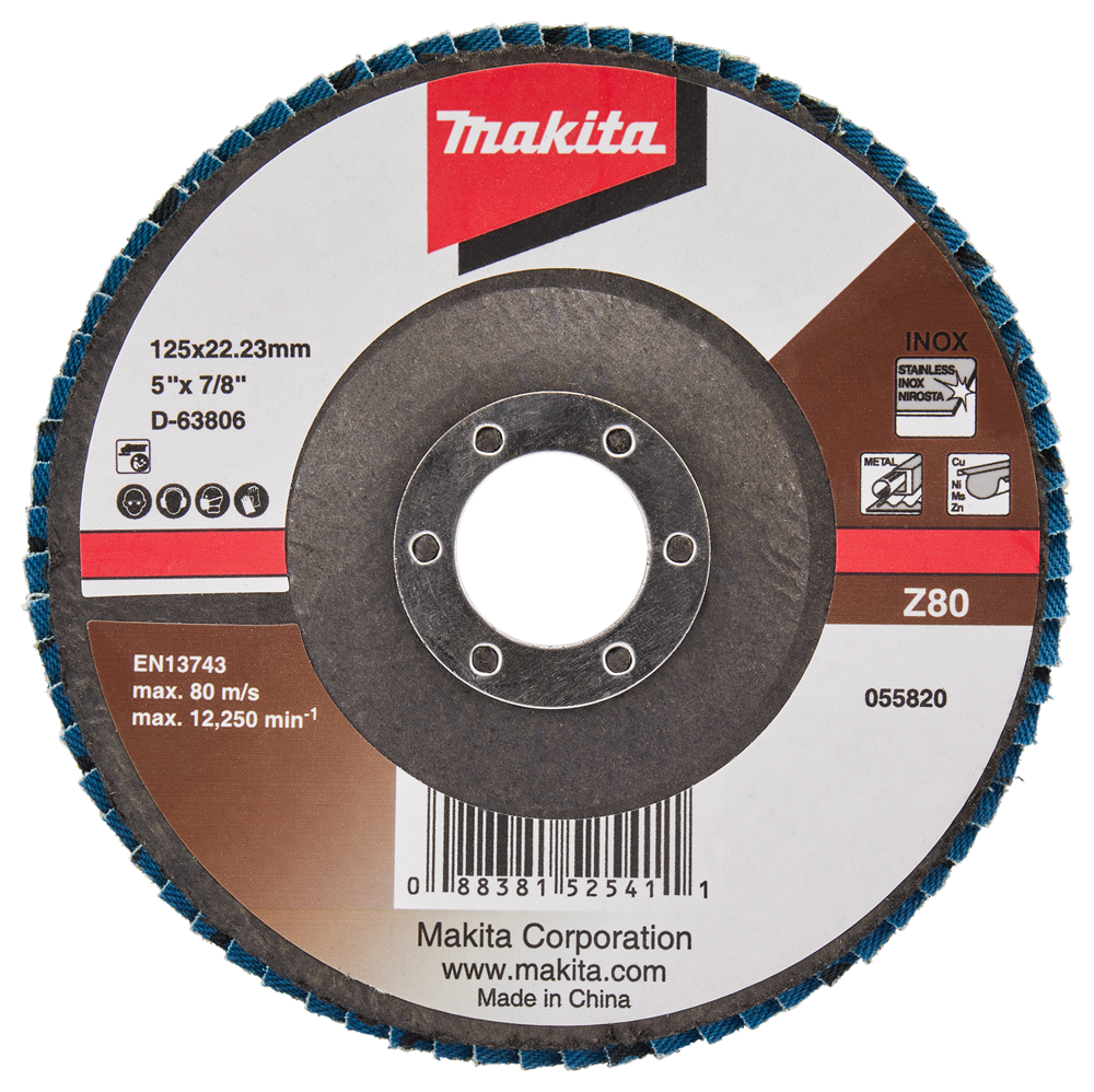 Accessori Makita disco abrasivo lamellare 125mm z80 - d-63806 d-63806