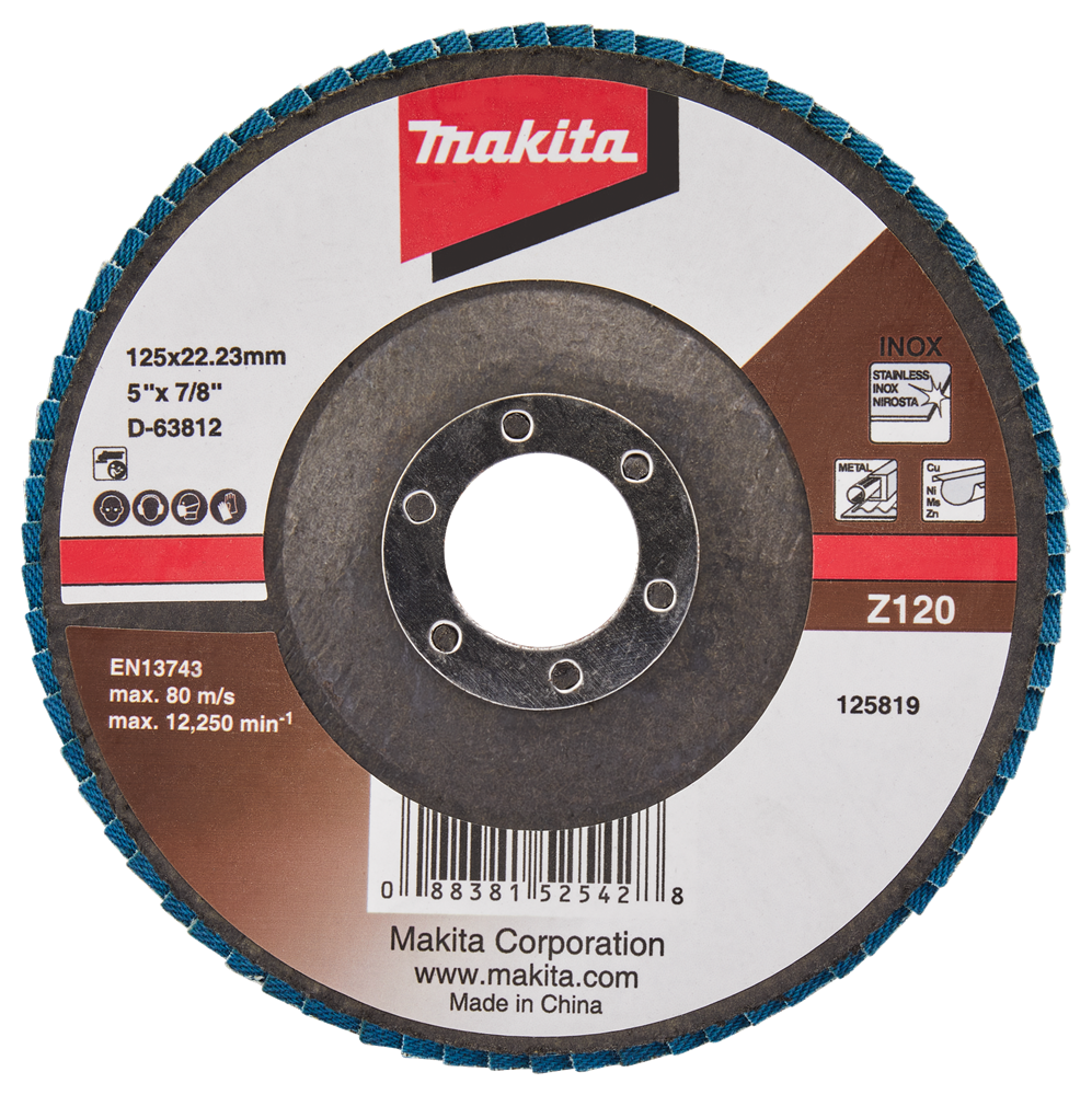 Accesorios makita disco de lijado de solapa 125 mm z120 - d-63812 d-63812