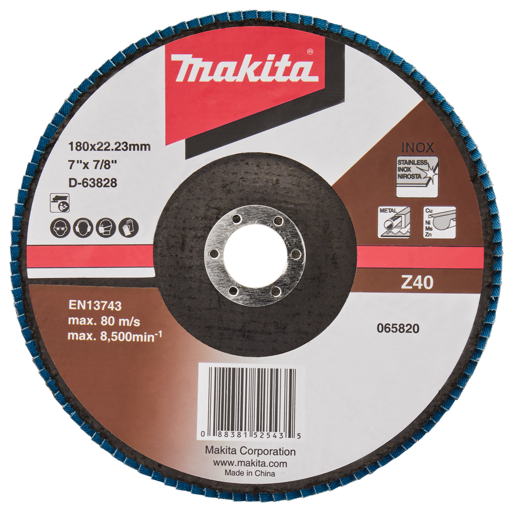 Accesorios Makita disco de lijado de solapa 180 mm z40 - d-63828-10 d-63828-10