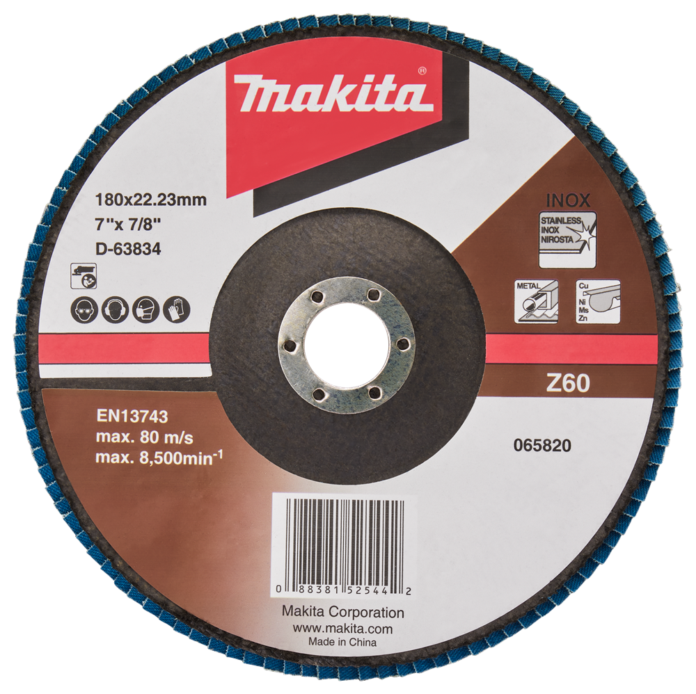 Accesorios Makita disco de lijado de solapa 180mm z60 - d-63834-10 d-63834-10
