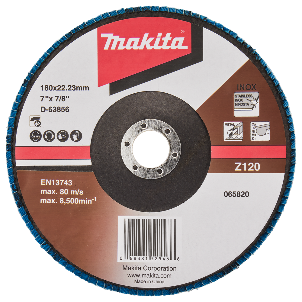 Accesorios Makita disco de lijado de solapa 180 mm z120 - d-63856-10 d-63856-10
