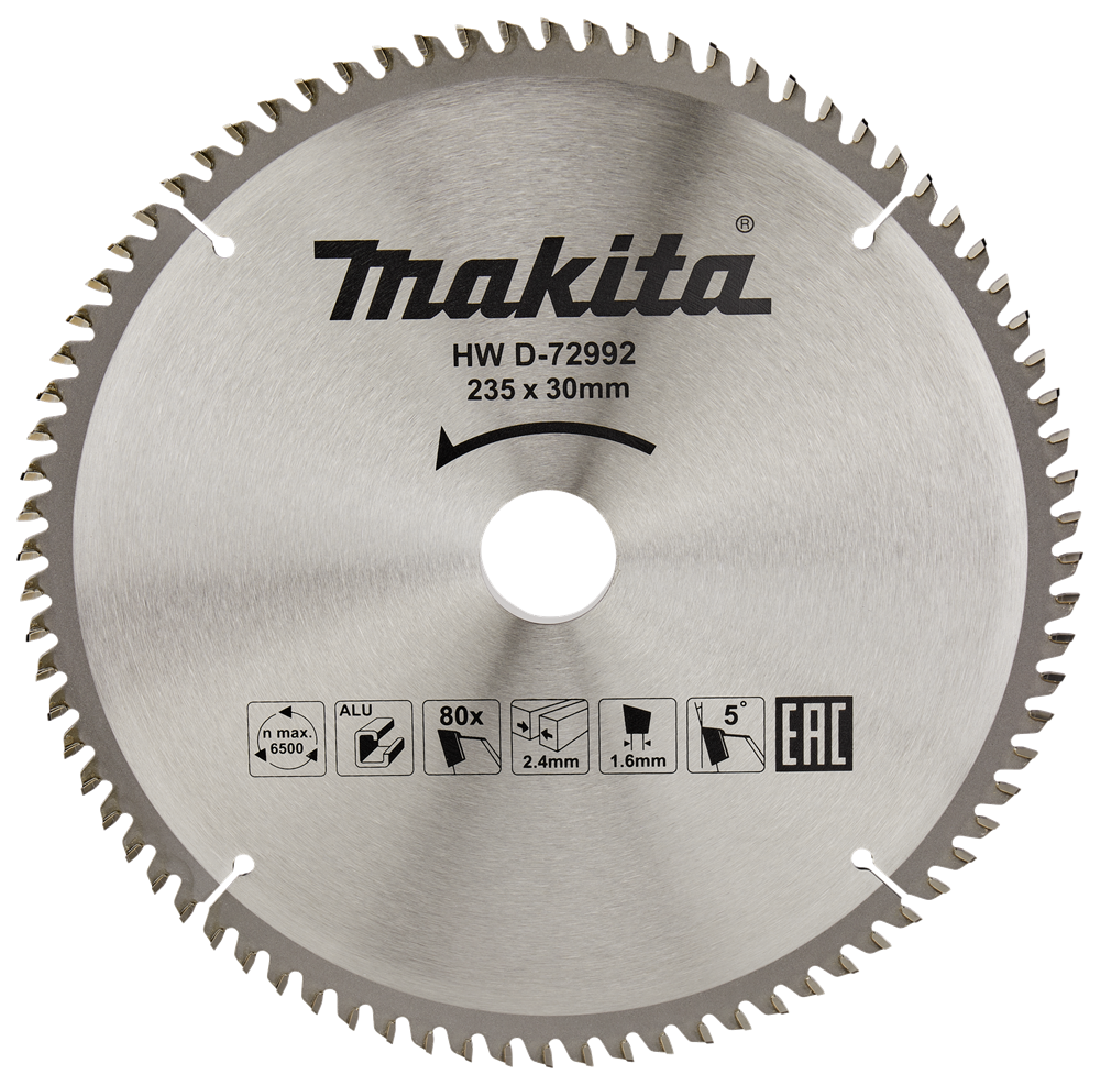 Accessori Makita lama per sega circolare in alluminio | norma | 235x30x2,4 80t 5g - d-72992 - d-72992