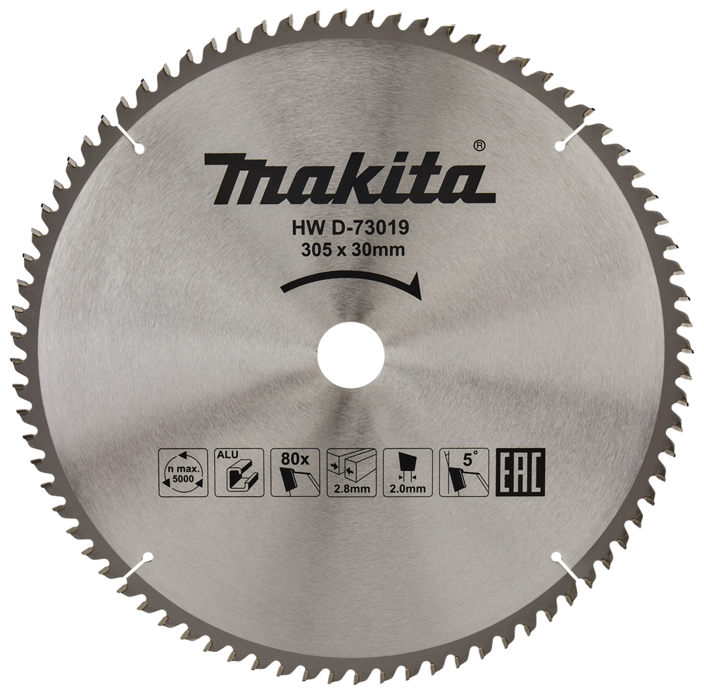 Accesorios Makita hoja de sierra transversal de aluminio | estándar, 305x30x2.8 80t 5g - d-73019 d-73019