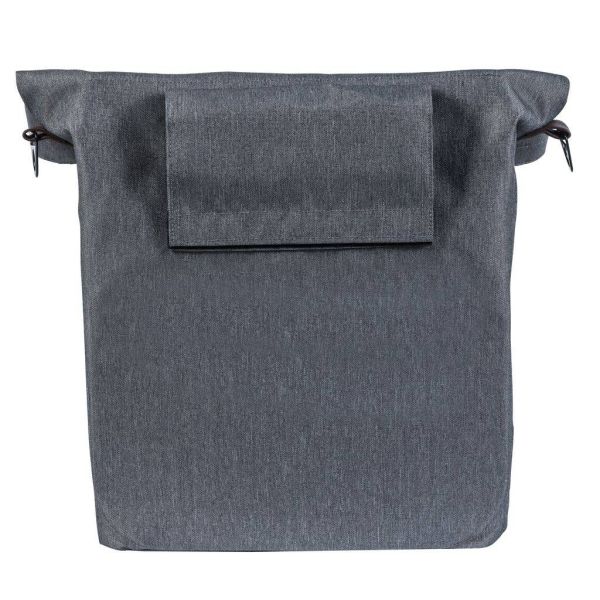 Basil City Shopper - Fietshopper, Melee gris, 14-16L, Leder Vegan, Plegado de retención de agua, Reflexión
