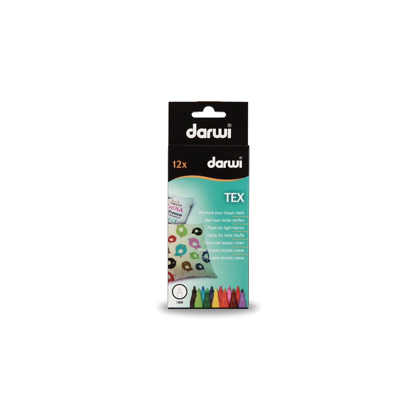 Darwi senza marchio • Pennarello per tessuti tex, punta da 1 mm, 12 pezzi