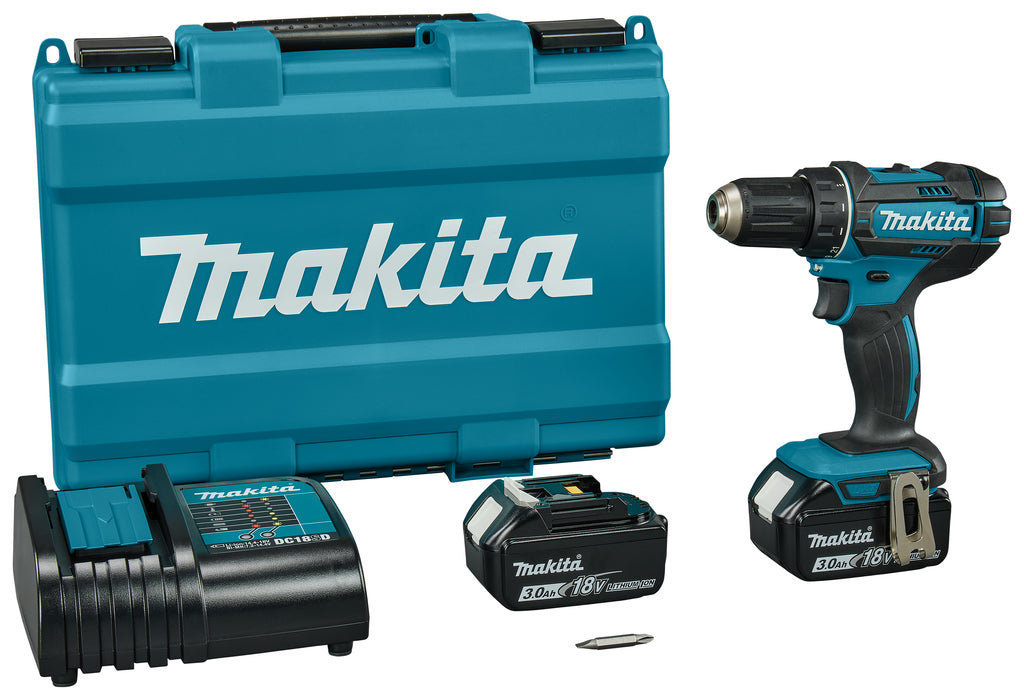 Makita ddf482sfe trapano/avvitatore 18v batteria 3,0 ah (2 pz), caricabatterie, custodia