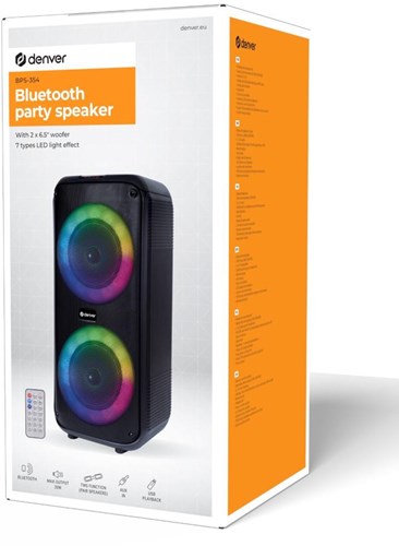 Altavoz par bluetooth Ty denver 200w recargable con efecto de luz - 9510480
