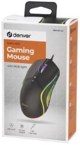Mouse da gioco ottico Denver con cavo USB RGB luce nera - 9510055