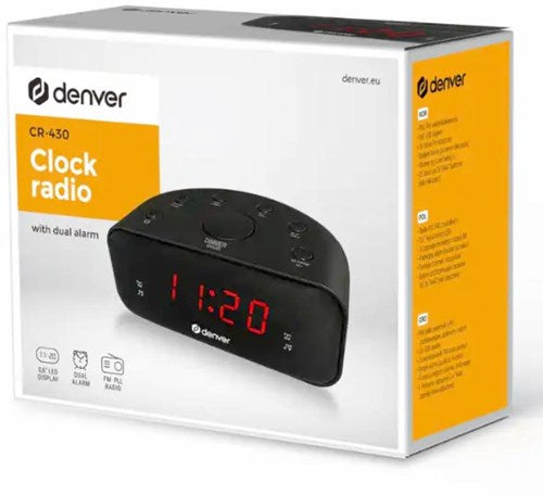 Denver radio despertador LED FM negro doble alarma - 8140211