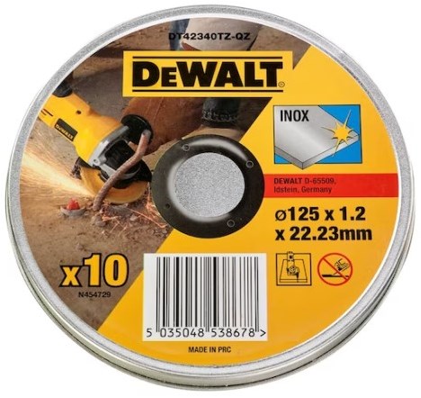 Dewalt 10x discos de corte metal acero inoxidable 125 mm x 1 mm - en estaño - dt42340tz
