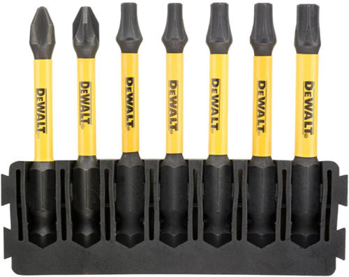 Juego de puntas de accesorios Imp Dewalt | titular + acto de torsión | 57 mm | conjunto de bits | h2 x1, pz2 x1, t20 x2, t57 x2, t30 x1 - dt70820-qz