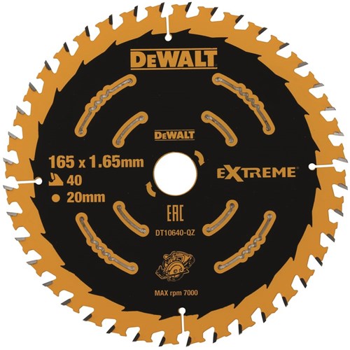 Accesorios Dewalt hoja sierra circular acabado 165x20x40t, muesca 1.65mm - dt10640-qz